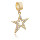 Berloque Charms Estrela Cinco Pontas Folheada Ouro Garantia