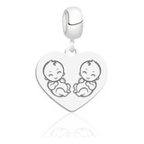 Berloque Pingente Coracao Bebes