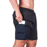 Bermuda 2 Em 1 Surty Bolso Celular Anti Assadura Academia 