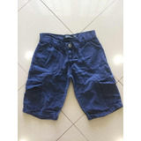 Bermuda Cargo Masculina Azul Marinho 100% Algodão Tam 16