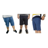 Bermuda Jeans Com Lycra Kit C 3 Plus Size Tamanho Grande Top