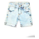 Bermuda Jeans Lavagem Delaver Bebê Do 1 Ao 3