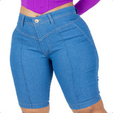 Bermuda Jeans Plus Size Feminino Cintura Alta