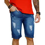 Bermuda Jeans Rasgada Masculina