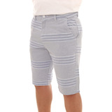 Bermuda Masculina De Linho Azul Xadrez  9367 