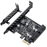 Beyimei Placa De Expansão Pcie 1x Para 2 Portas 19 Pinos, Usb 3.2 Gen1 Super Speed 5gbps Pci Express Card Para Windows 11, 10, 8.1, 8, 7, Xp