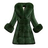 Bfafen Casaco Feminino Luxuoso De Pele Sintética, Quente, Grosso, Aconchegante, Felpudo, Sobretudo Longo De Pele Sintética, Plus Size, Casacos De Inverno, Verde, Gg