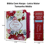 Biblia Revista E Corrigida Pequena Letra Grande Com Harpa E Corinhos E Indice Lateral Capa Dura Branca Floral
