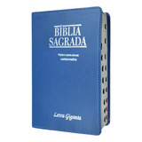Bíblia Sagrada Almeida Revista E Corrigida Letra Gigante Palavras De Jesus Em Vermelho Com Índice Lateral Azul Marinho