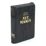 Bíblia Sagrada Com Zíper Tamanho Médio Marrom - Ave Maria