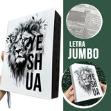 Bíblia Sagrada Ultra Gigante Letra Jumbo Leão Yeshua Jesus Capa Dura Com Harpa E Índice Versão Arc Antigo E Novo Testamento Jovem Fé Flores Floral Deus
