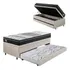 Bicama Baú Courino Linho 88x188 Com Colchão Gransleep Ecoflex Cor Areia