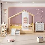 Bicama Infantil Prime House Com Mini Escorregador E Telhado V Casatema Branco Natural