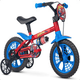 Bicicleta Aro 12 Com Rodinhas Do Spider Man Nathor Cor Azul E Vermelho