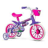 Bicicleta Aro 12 Violet Nathor - 3 Anos Com Rodinhas Cor Violeta/branco/rosa