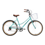 Bicicleta Aro 26 Retro Feminina Com 6 Marchas Cesta Compras