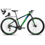 Bicicleta Aro 29 Gts Prom5 Urban Câmbios Shimano 24v Disco Cor Preto/vede Com Azul Tamanho Do Quadro 19 
