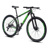 Bicicleta Aro 29 Krw Alumínio 24 Vel Freio A Disco X42 Cor Preto/verde Fosco Tamanho Do Quadro 19