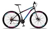 Bicicleta Aro 29 Ravok 21v Aço Carbono Freios A Disco Azul E Rosa 