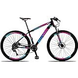 Bicicleta Aro 29 Ravok Alumínio 24v Câmbios Shimano Freio A Disco Com Suspensão  15  Azul E Rosa 
