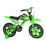 Bicicleta Cross Infantil Unitoys Moto Cross Aro 16 Freios V-brakes Cor Verde Com Rodas De Treinamento