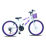 Bicicleta De Passeio Infantil Forss Anny Aro 24 18v Freios V-brakes Câmbios Comum Cor Branco Com Descanso Lateral