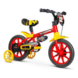 Bicicleta De Passeio Infantil Nathor Motor X Pu Aro 12 Freio Tambor Cor Vermelho/amarelo Com Rodas De Treinamento