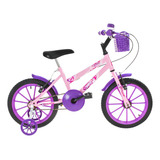 Bicicleta De Passeio Infantil Ultra Bikes Bike Ultra Kids Aro 16 1v Freios V brakes E V brake Cor Rosa bebê Com Rodas De Treinamento