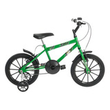 Bicicleta De Passeio Infantil Ultra Bikes Bike Ultra Kids Aro 16 1v Freios V brakes E V brake Cor Verde preto Com Rodas De Treinamento