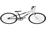 Bicicleta De Passeio Ultra Bikes Esporte Bicolor Rebaixada Aro 26 Reforçada Freio V-brake Sem Marcha Preto Fosco/branco