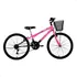 Bicicleta Feminina Aro 24 Rosa 18 Marchas Com Cesta Stone