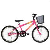 Bicicleta Feminina Infantil Athor Bikes Charmy Aro 20 Com Cestão Único 1v Freios V-brakes Cor Rosa Com Descanso Lateral Aro Aero Pneu 20x1.75