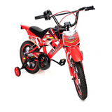 Bicicleta Infantil Aro 14 Moto Bike Com Rodinha Para Menino Cor Vermelha