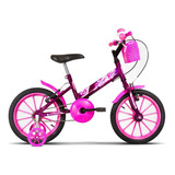 Bicicleta Infantil Aro 16 3 4 5 6 7 8 Anos Com Rodinha Kids Cor Lilás - Rosa