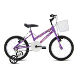 Bicicleta Infantil Bkl Bikes Lady Girl Aro 16 Freios V-brakes Cor Violeta Com Rodas De Treinamento