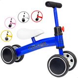 Bicicleta Infantil De Equilíbrio Sem Pedal Andador 4 Rodas Cor Azul