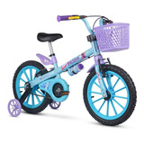 Bicicleta Infantil Frozen + 3 Anos Aro 16 Nathor 2023 Cor Azul-celeste/rosa Tamanho Do Quadro 16