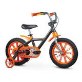 Bicicleta Infantil Infantil Nathor Aro 14 First Pro 2020 Aro 14 Cor Preto/laranja Com Rodas De Treinamento