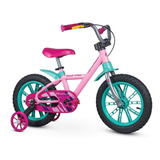 Bicicleta Infantil Infantil Nathor Aro 14 First Pro 2020 Aro 14 Cor Rosa/azul-celeste Com Rodas De Treinamento