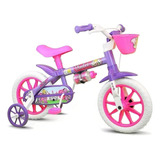 Bicicleta Infantil Infantil Nathor Violet Aro 12 Freio Tambor Cor Violeta branco rosa Com Rodas De Treinamento