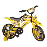 Bicicleta Infantil Moto Cross Aro 14 Bike C/ Rodinha Amarela