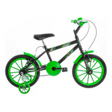 Bicicleta Infantil Ultra Bikes Bike Ultra Kids Aro 16 1v Freios V brake Cor Preto verde Com Rodas De Treinamento