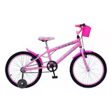 Bicicleta Infantis Infantil Krs Butterfly 2023 Aro 20 1v Freios V brakes Cor Rosa Com Rodas De Treinamento