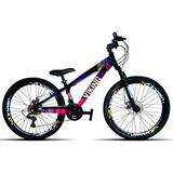 Bicicleta Mountain Bike Vikingx Tuff 25 Aro 26 Quadro 13   Preto rosa