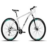 Bicicleta Mtb Aro 29 Ksw Em Aluminio Com 21 Marchas Aros Aeros Freio A Disco E Suspensão De 80mm De Cursor,17,branco Preto