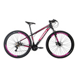 Bicicleta Rino Aro 29 Disco Shimano 21v - Cubo Rolle Cor Preto/rosa Tamanho Do Quadro 19