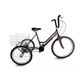 Bicicleta Triciclo Retro Marrom