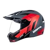 Bieffe Capacete Fechado Para Moto Enduro 3 Sport React Cinza Dark Fosco/vermelho 60