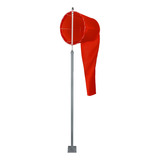 Biruta Indicador Vento Windsock 60cm Vermelho Mastro 2 0m