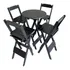 Bistro Dobravel Madeira Maciça Com 4 Banquetas Cor Preto